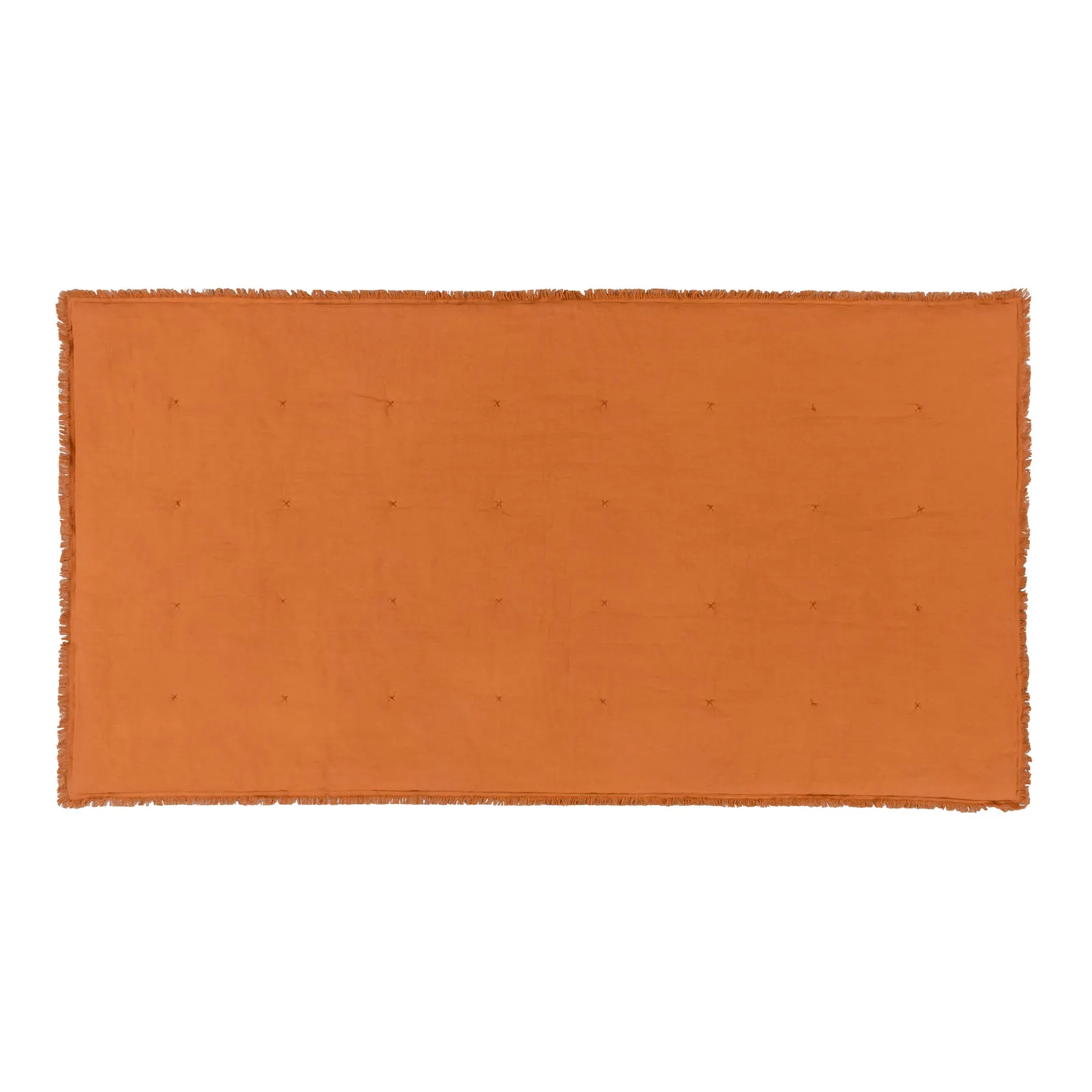 Yard Jaye Fringed Cotton Velvet Bedspread in Burnt Orange 4