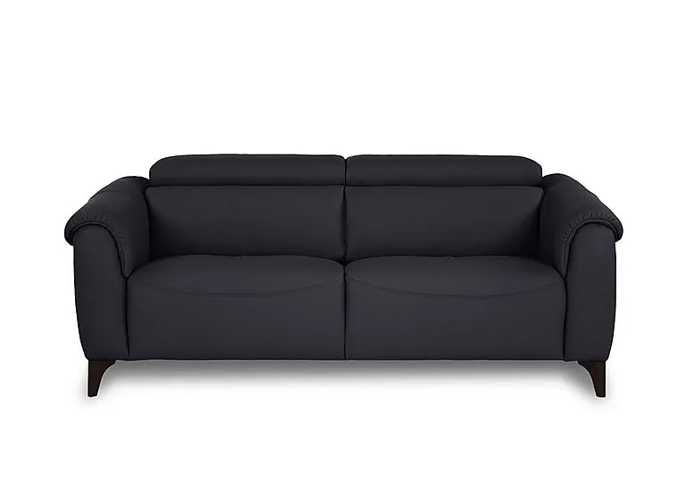 Nicole 3 Seater Leather Recliner Sofa with Headrests and Power Lumbar - Torello Blu