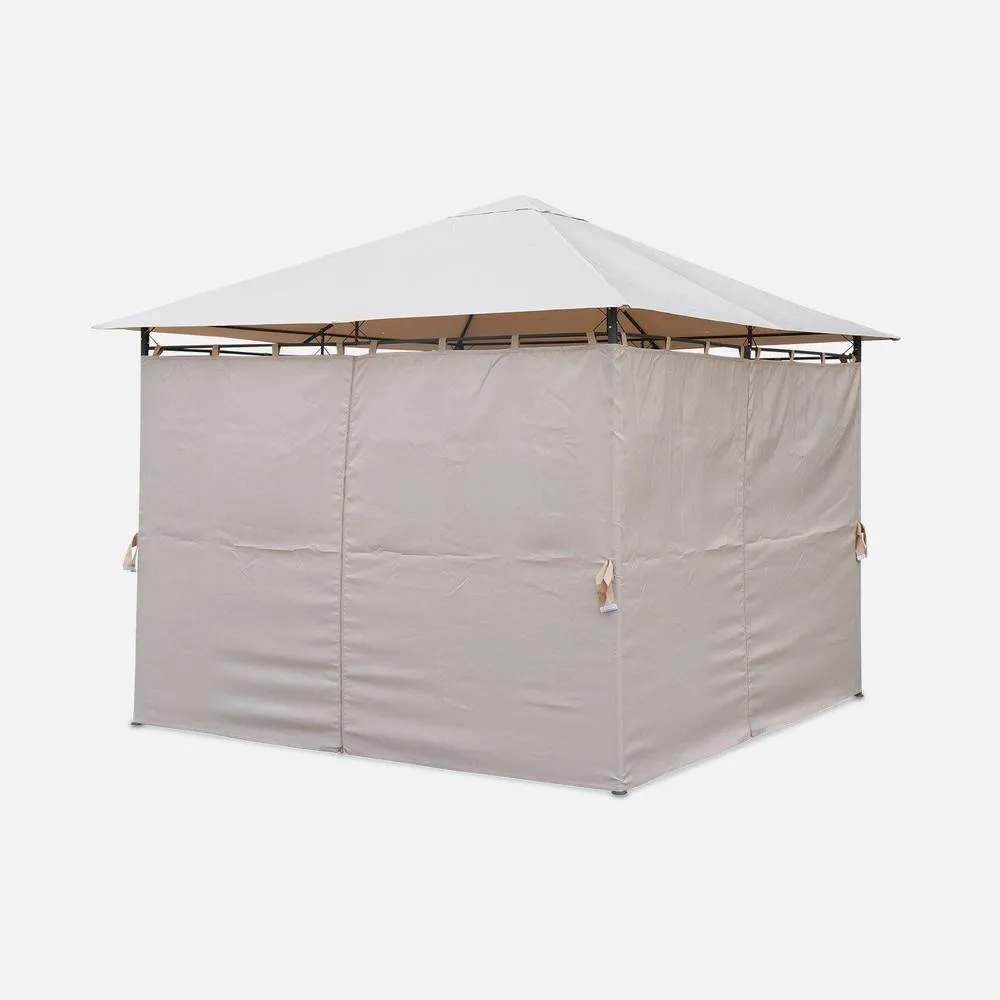 sweeek Heavy Duty 3x3m Gazebo With Curtains in Beige 3