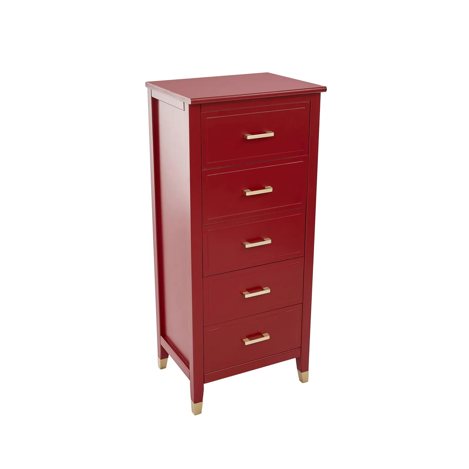 Cabinet Bits Palazzi 5 Drawer Narrow Chest of Drawers in Red 2