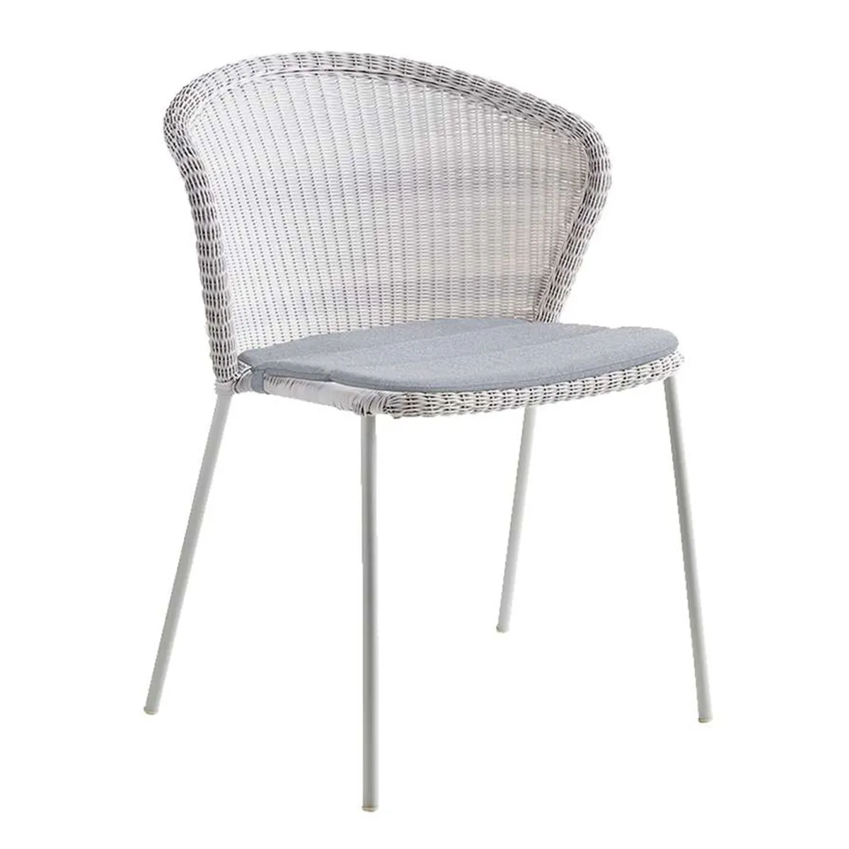 Cane-line Lean Outdoor Stackable Dining Chair, White Grey with Grey Cushion