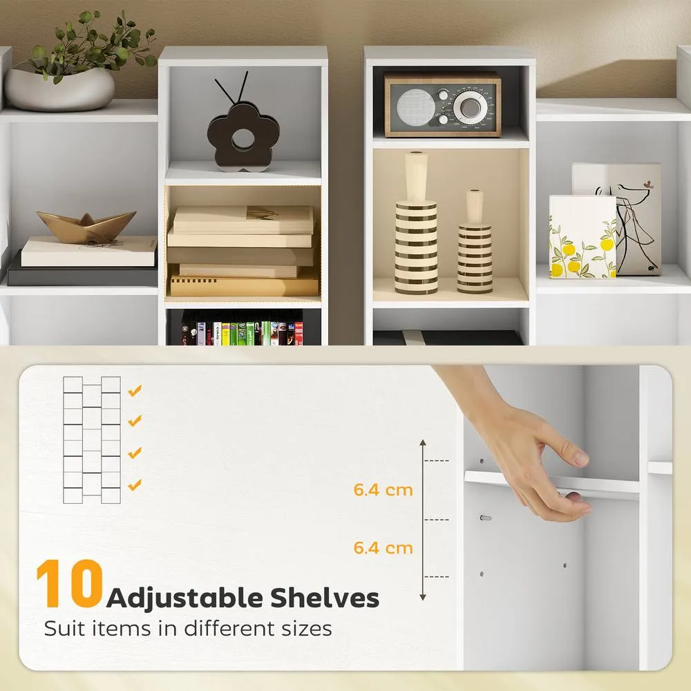 HOMCOM Tall Bookshelf with 21 Compartments & 10 Adjustable Shelves in White 5