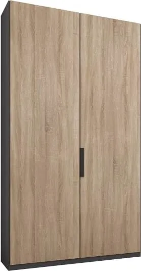 Caren 2 door 100cm Hinged Wardrobe, Graphite Grey Frame, Oak Doors