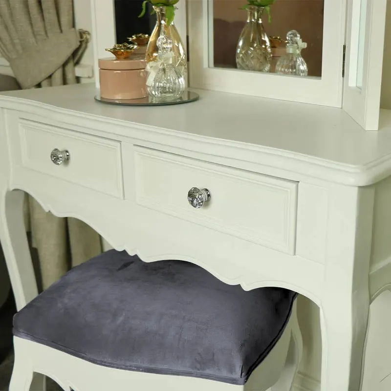 Melody Maison White Dressing Table, Mirror, Stool & Pair Bedside Tables - Victoria Range 6