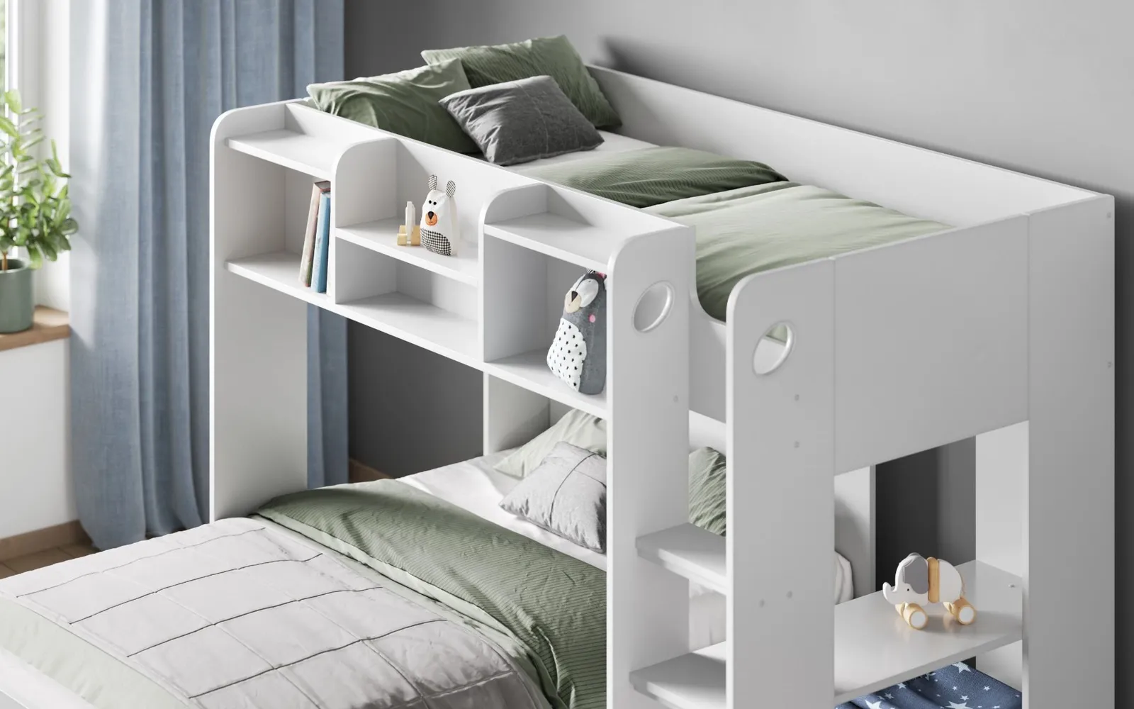 Flair Wizard L Shaped Triple Bunk Bed in White 3