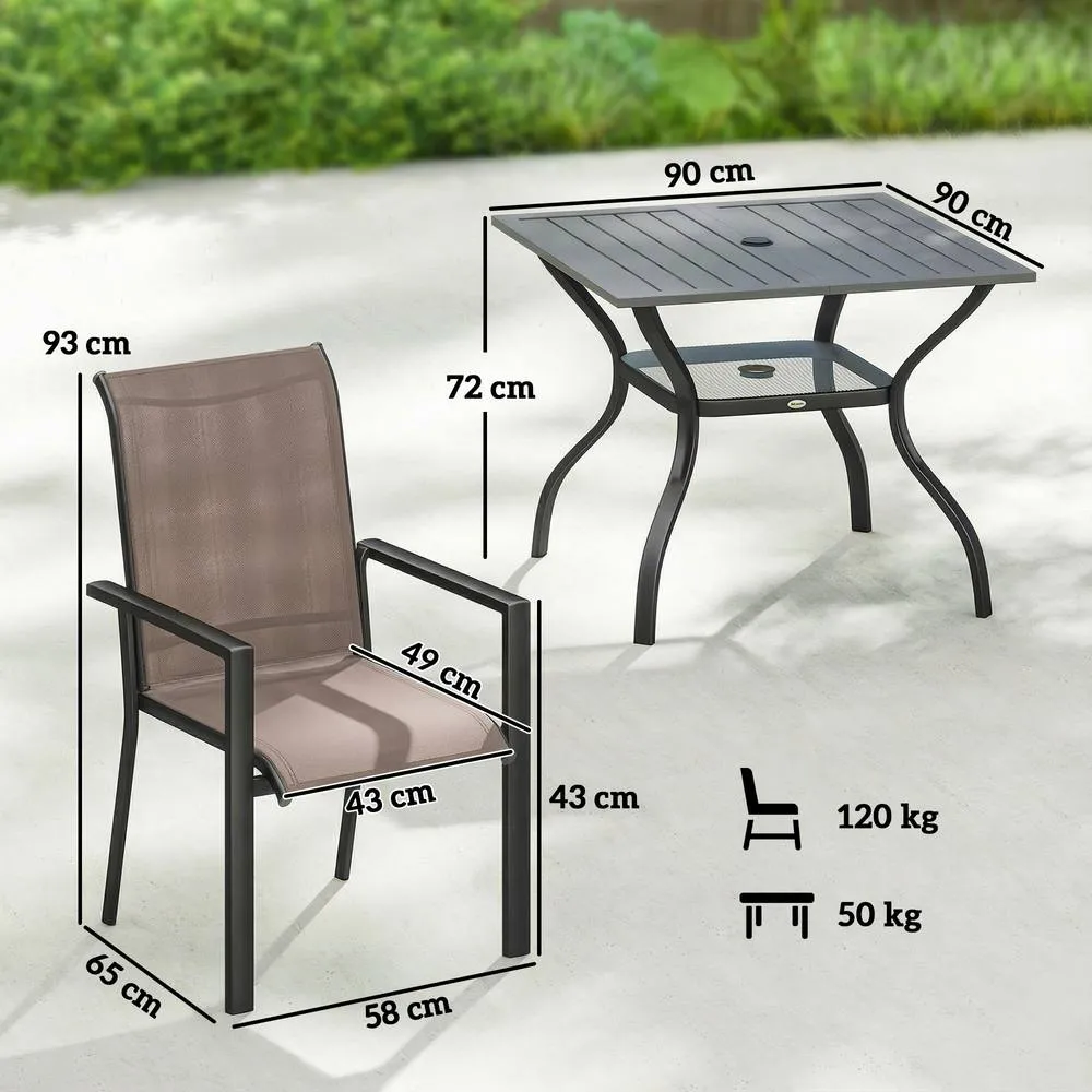 OUTSUNNY 5 Pieces Outdoor Dining Set for 4, Patio Furniture Set in Grey 3