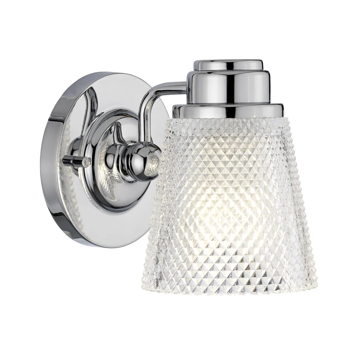 Netlighting Hudson 1 Light Wall Light Polished Chrome IP44 in Grey
