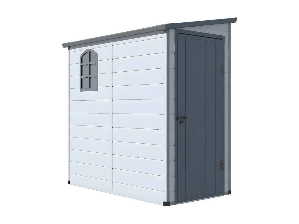 Vente-unique Anthracite Grey Resin Lean-To Garden Shed 2.09M² - ALBERTO in Light Grey 6