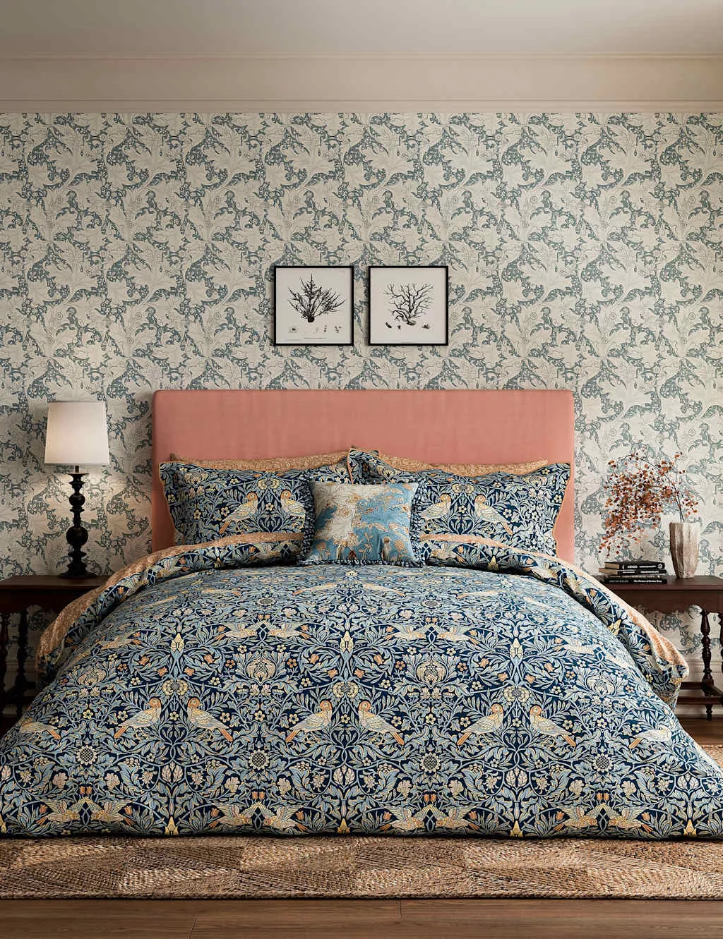 Morris & Co Pure Cotton Bird Bedding Set Blue Mix