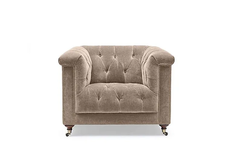 Wallace Fabric Chesterfield Chair - Barley