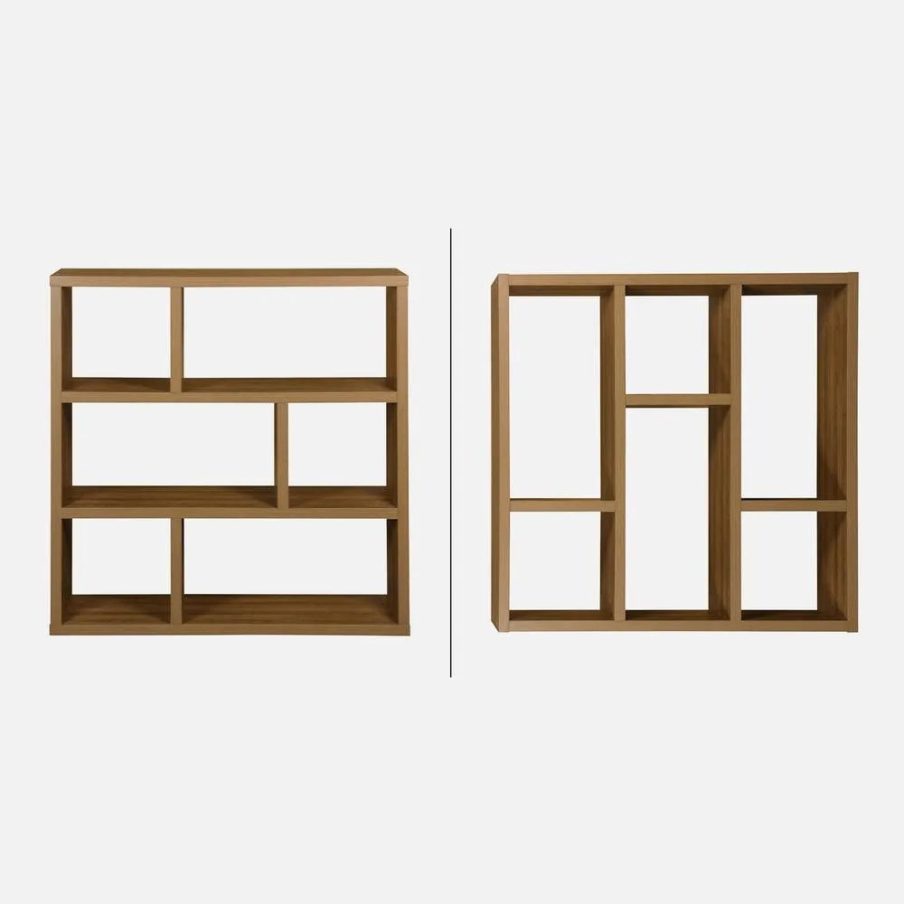 sweeek 3-tier Asymmetrical Bookshelf With 6 Compartments in Brown 3