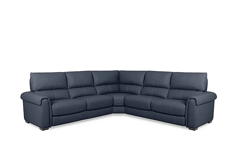 Nixon Leather Large Corner Sofa - BV Ocean Blue