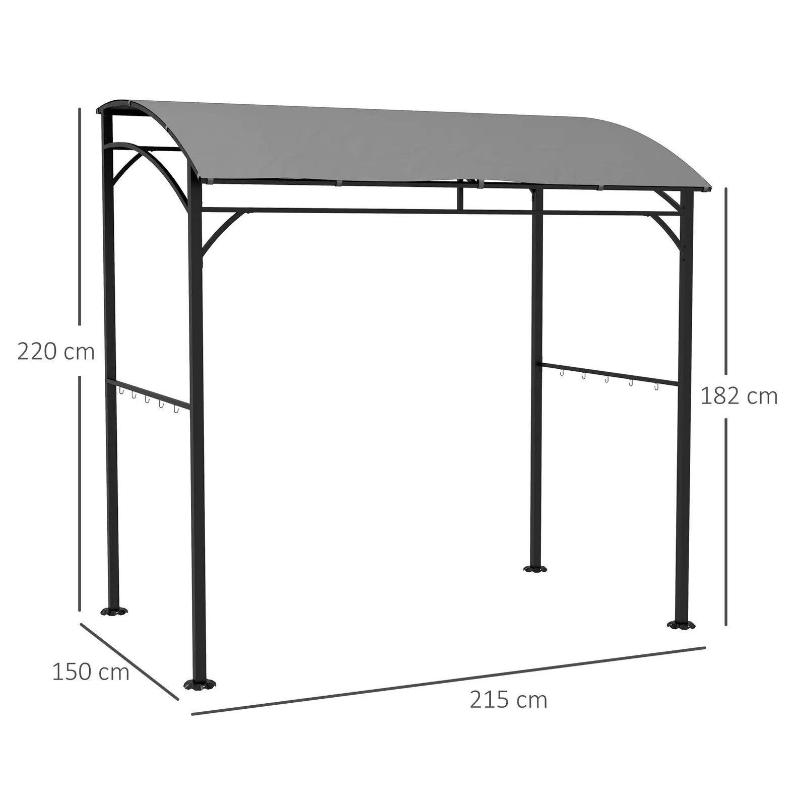 OUTSUNNY 2.2 x 1.5 m BBQ Gazebo Tent Sun Shade with Canopy in Grey 3