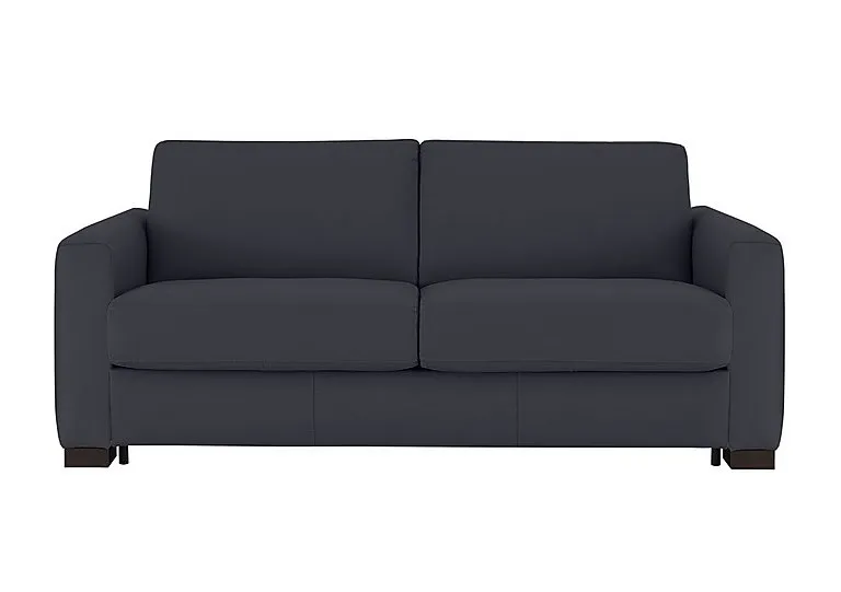 Alcova 3 Seater Leather Sofa Bed with Box Arms - Torello Blu