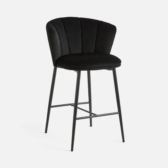 Kiley Bar Stool with Black Legs, Velvet 5