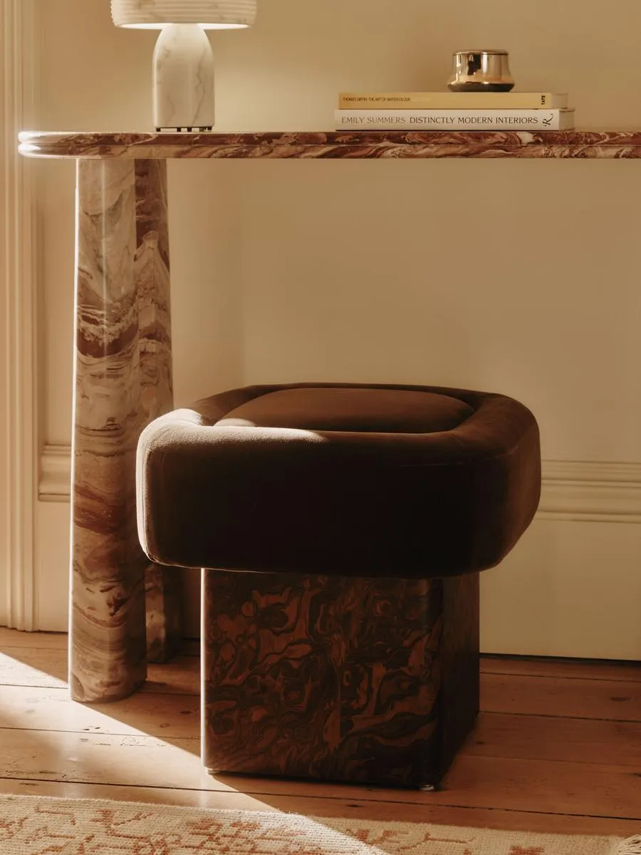 Ralph Footstool, Velvet, Chocolate