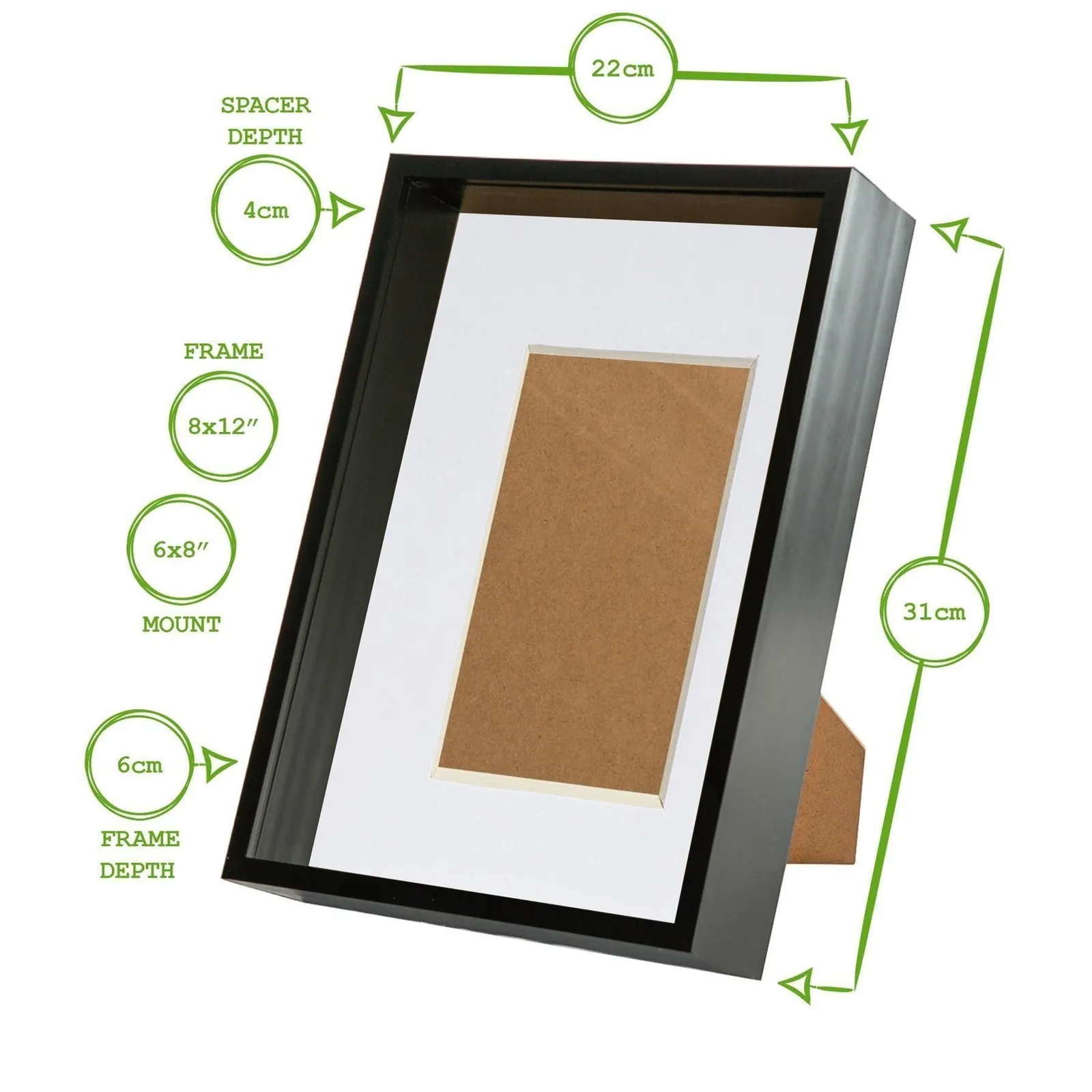 Nicola Spring 3D Deep Box Frames with A5 Mount - A4 (8" x 12") - Black - Pack of 2 in Grey 4