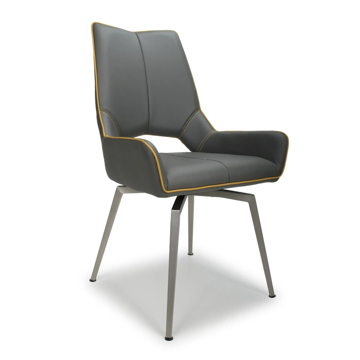 netfurniture Mackerel Leather Effect Graphite Grey Chair
