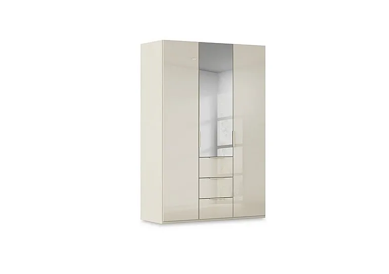 Haven 151cm 3 Door Combi Wardrobe with 2 Glass Doors and 1 Mirror Door