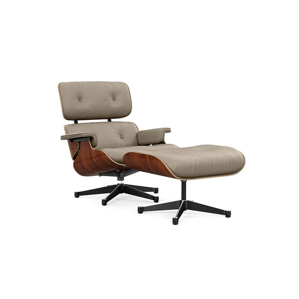 Vitra Eames Lounge Chair & Ottoman Santos Palisander Clas. L60 78 Dark Sand Polished Black Base 04 1