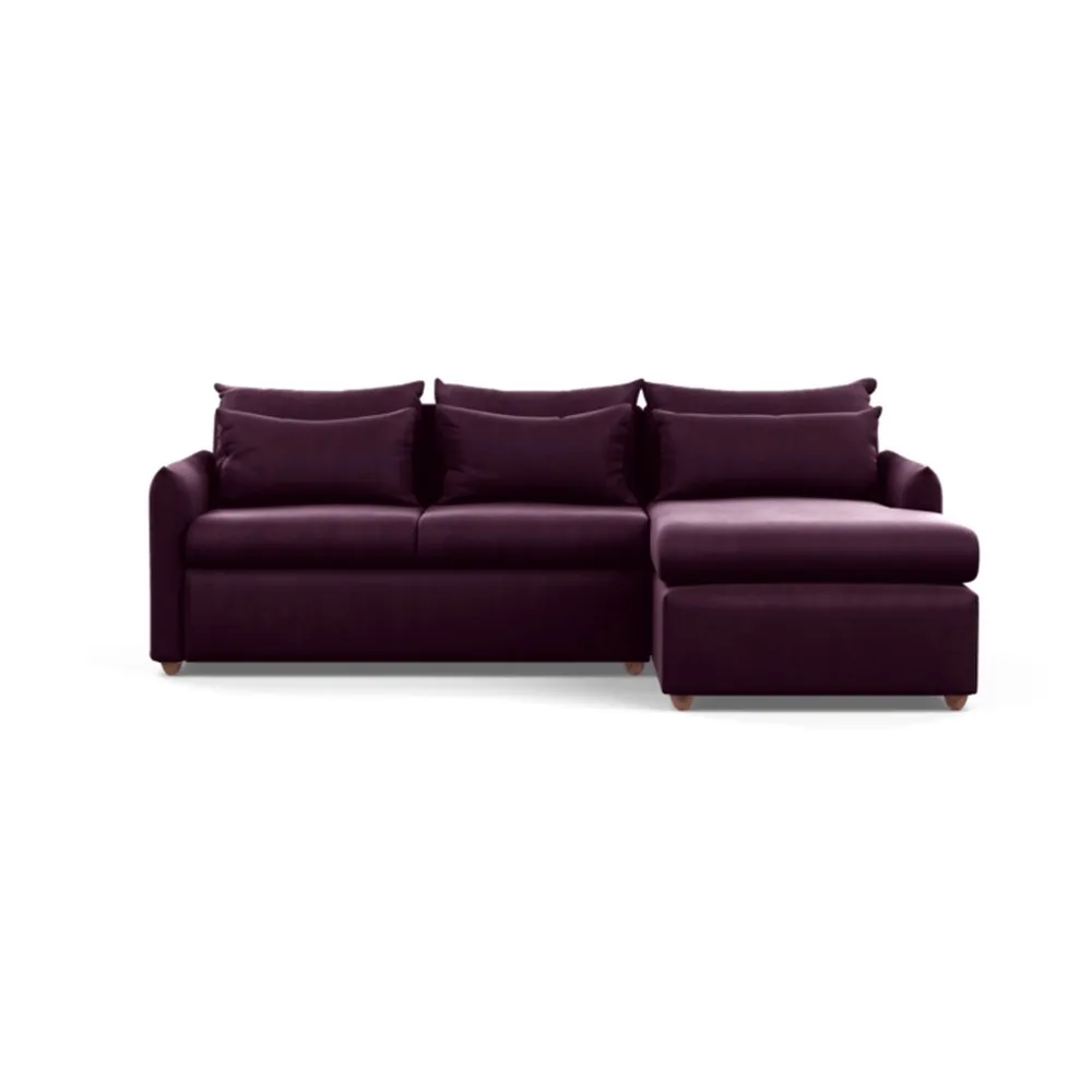 Heal's Pillow Medium Right Hand Corner Chaise Velvet Grape Chestnut Stain