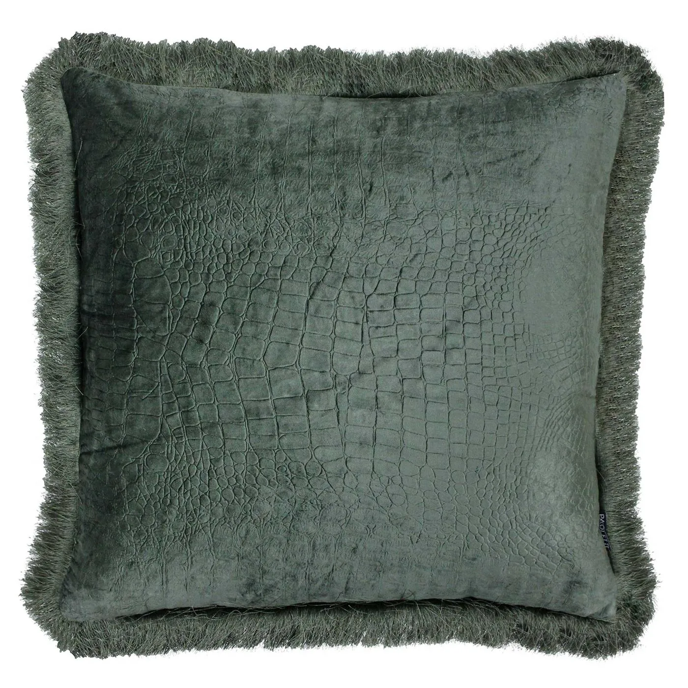 Fringed Croc Cushion, Teal