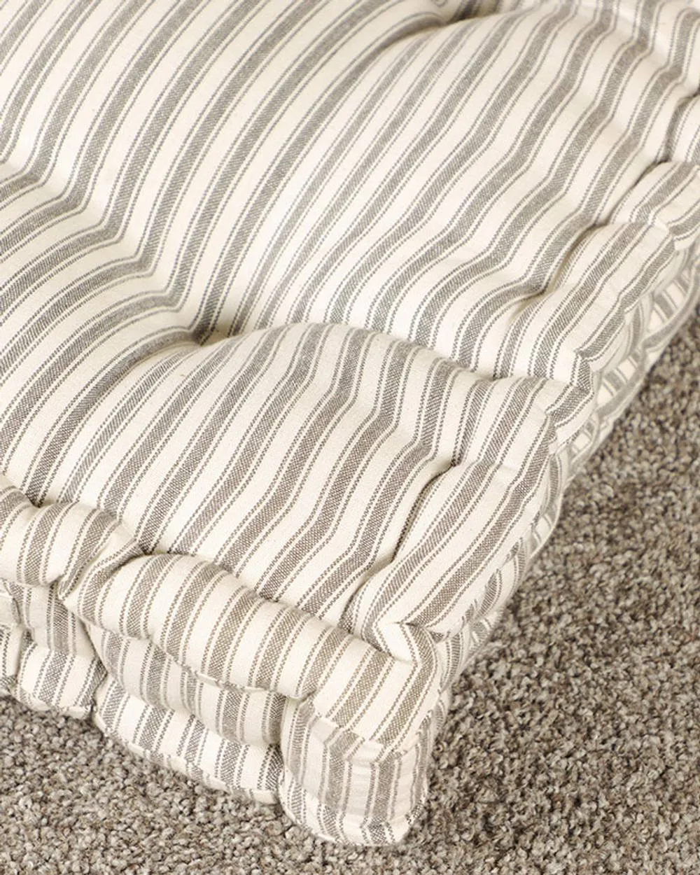 Dibor Set of 4 Giant Grey Striped Indoor Dining Chair Seat Pad Cushions L50cm x W50cm 4