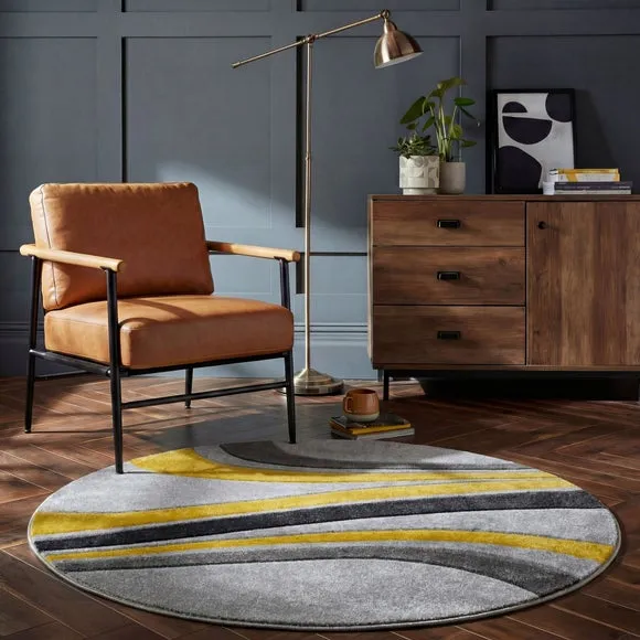 Mirage Flow Abstract Swirl Round Rug 1
