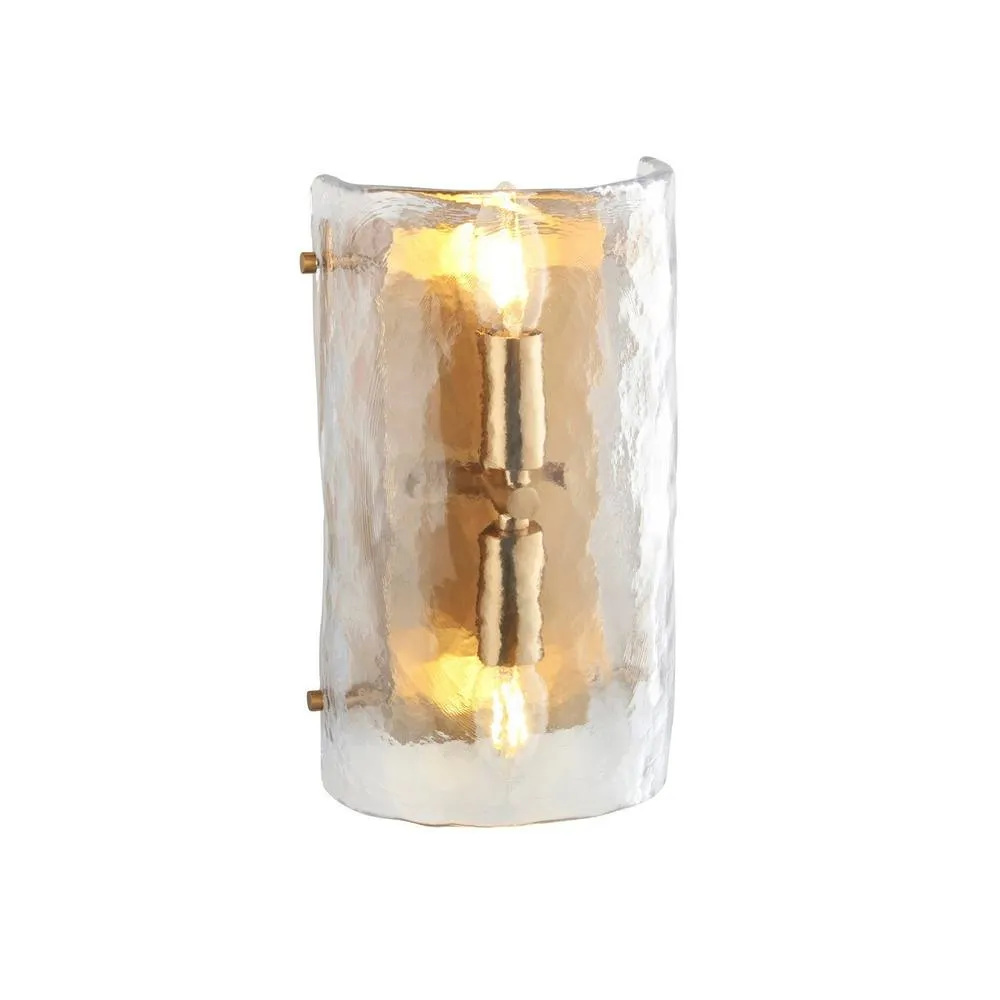 Netlighting Keller Wall Lamp & Handmade Glass 2x E14 in Gold