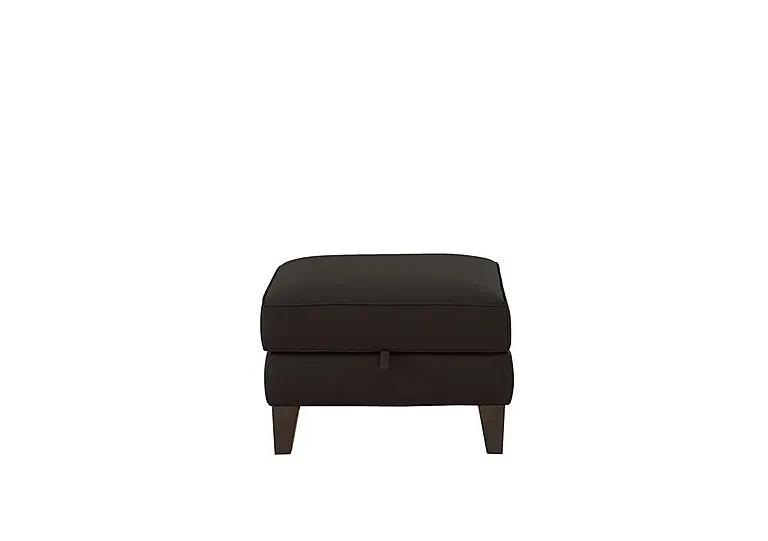 Brondby Leather Storage Footstool - Dark Chocolate