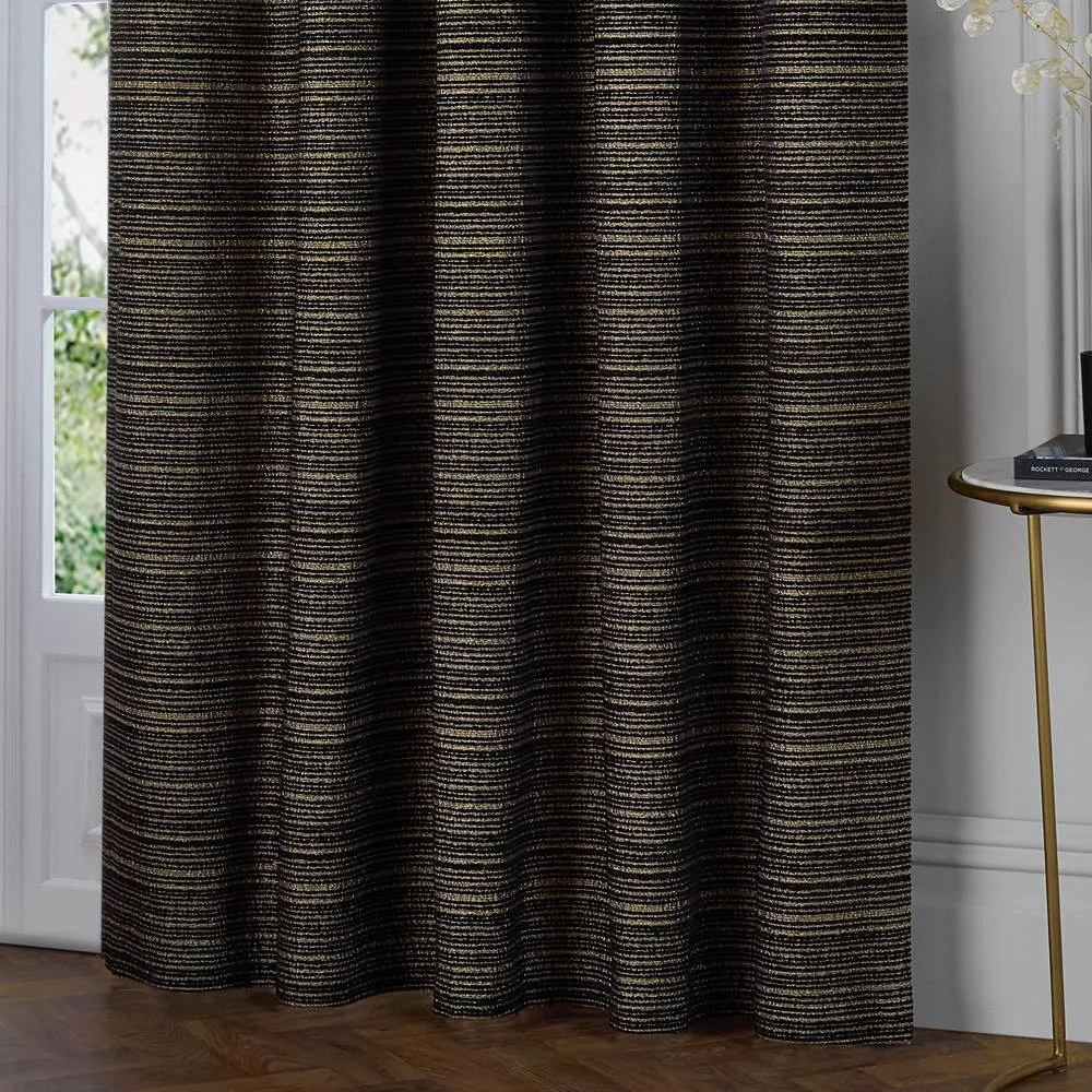 Paoletti Jupiter Chenille Jacquard Eyelet Curtain Pair in Black 4