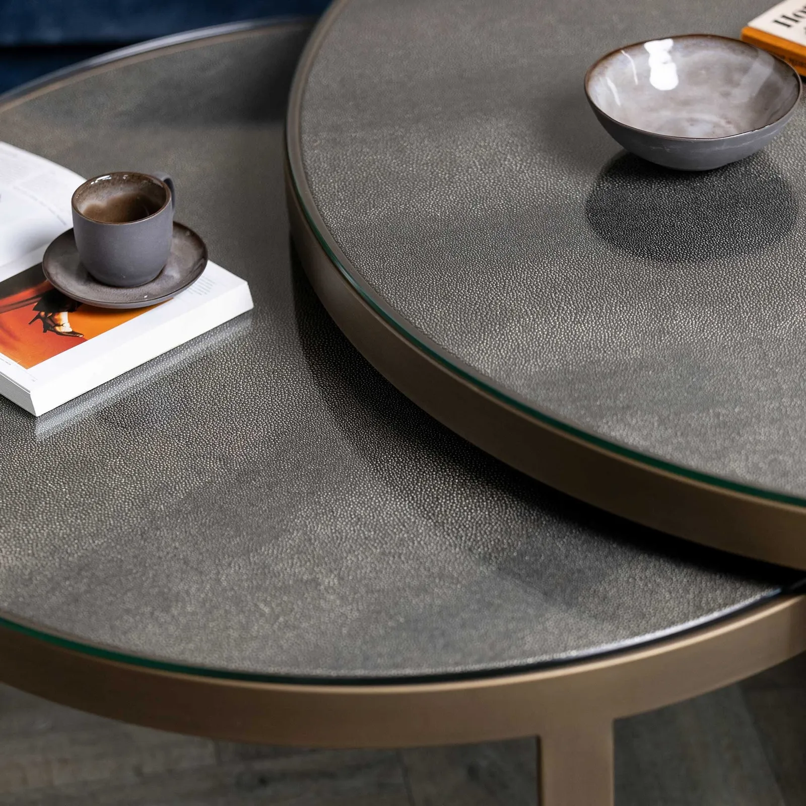 Nerina Set Of 2 Coffee Tables With Glass Top, Round, Gold Metal | Barker & Stonehouse 5