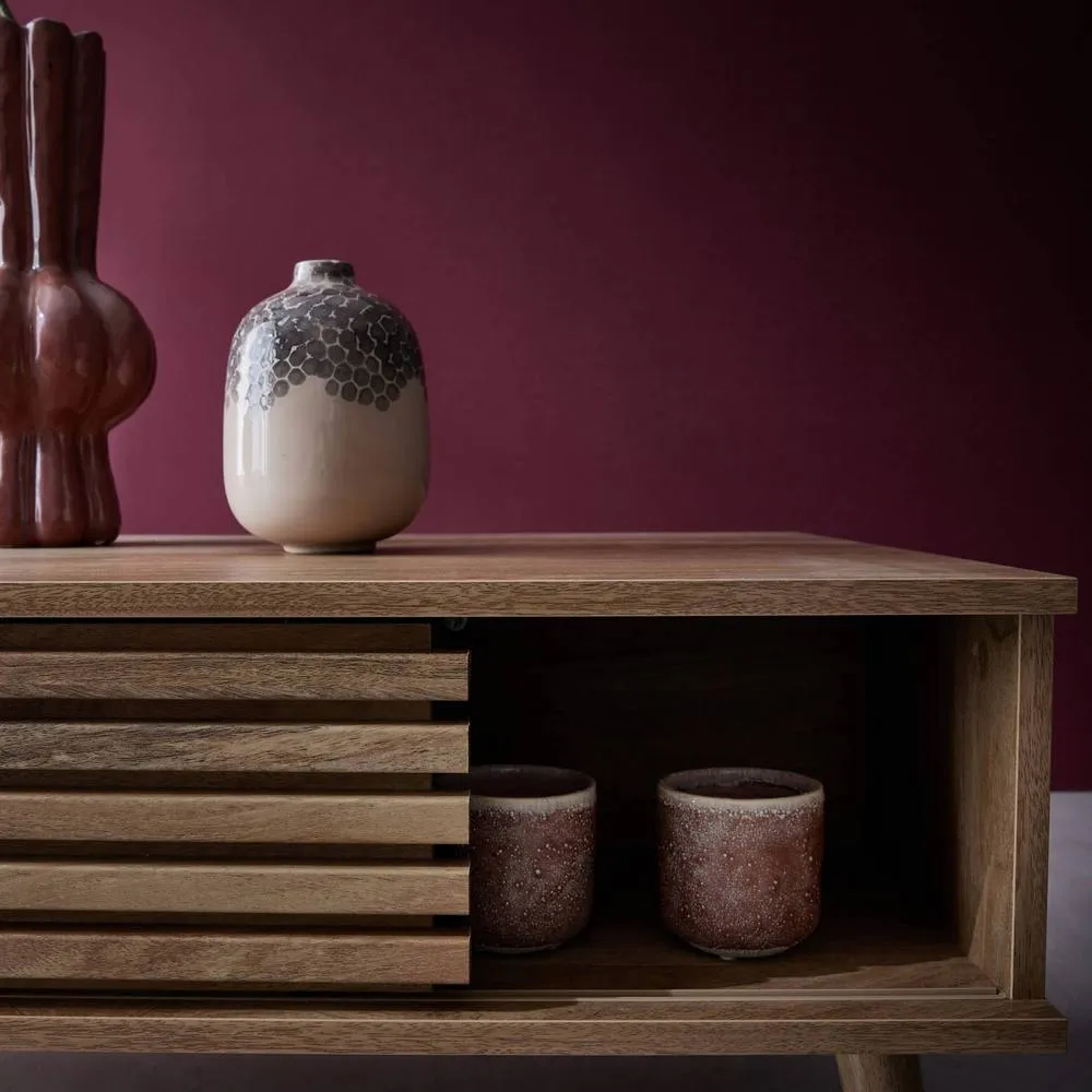 sweeek Scandi-style coffee table with wooden grooved effect in Beige 6