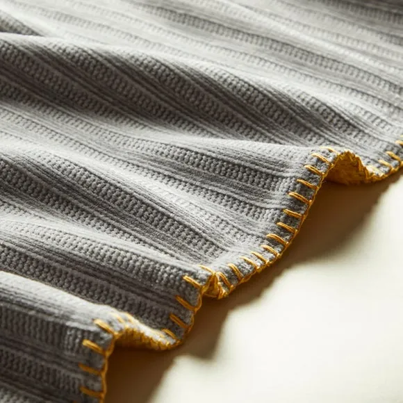 Chenille Stripe Reversible 130cm x 180cm Throw Blanket 4