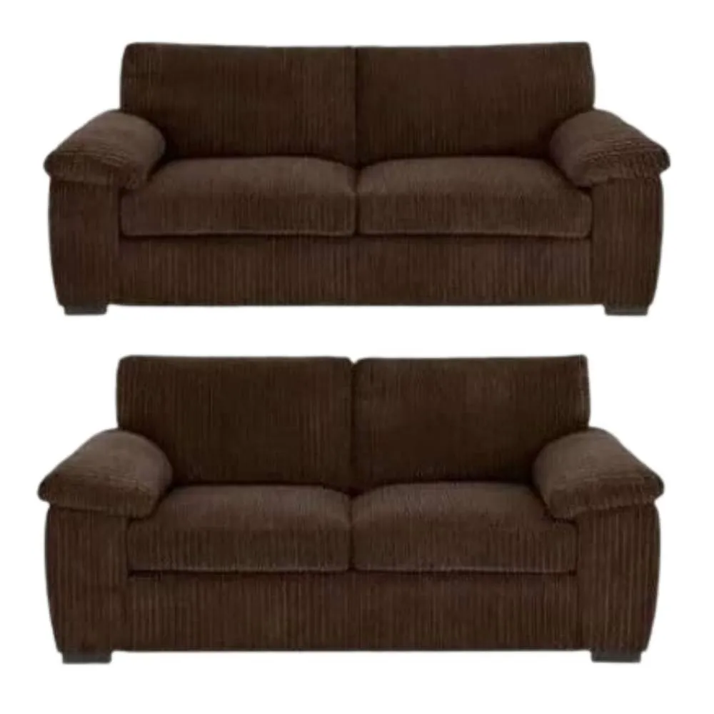 Bliss Furniture Jumbo Cord 3+2 Seater Sofa Set with Soft Fabric in Brown Colour
