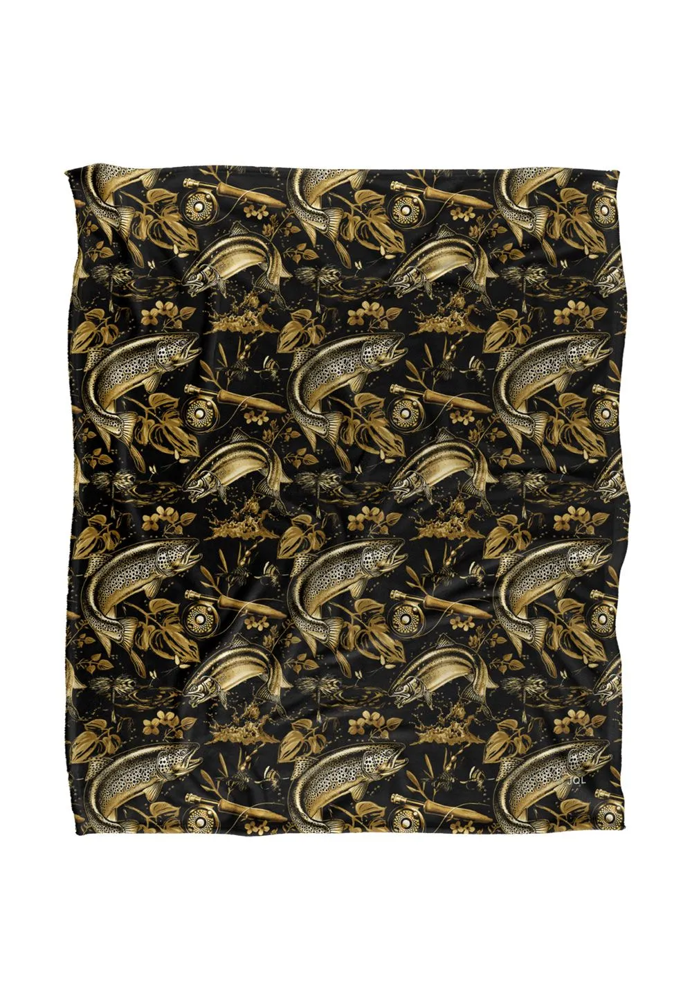 JQ Licensing Jl-Jp-Jq Trout Tiki Fishing Pattern Silky Touch Super Soft Throw Blanket 152 X 127 cm in White