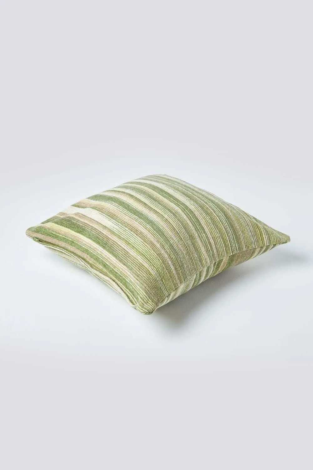 Homescapes Cotton Chenille Tie Dye Cushion Cover in Green 3