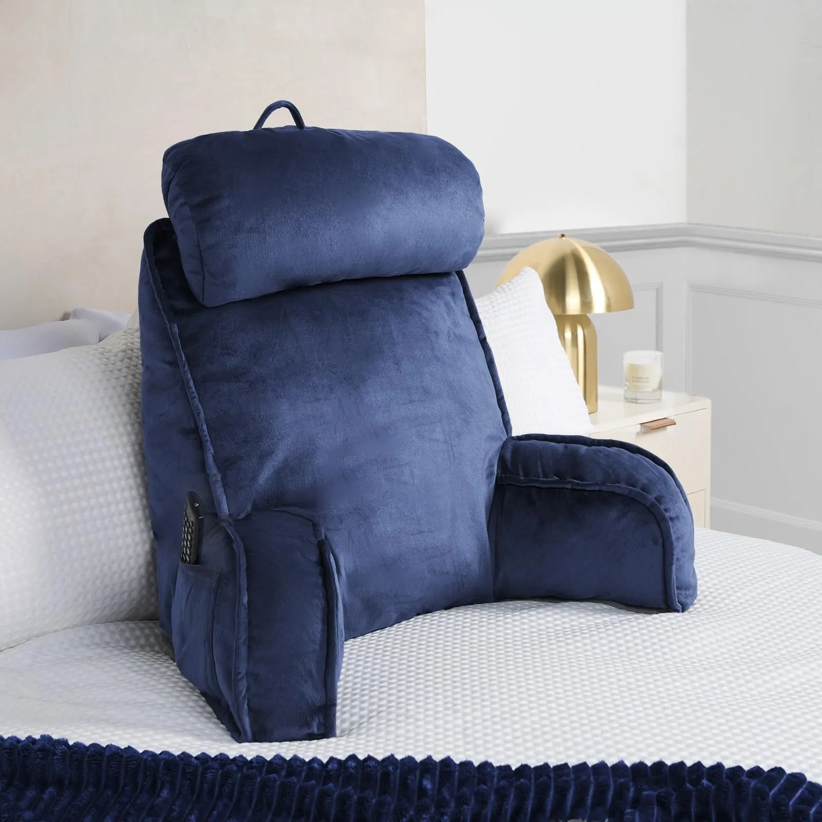 OHS Cuddle Cushion Back Lumbar Support Head Rest Bed Reading Pillow Arms in Blue