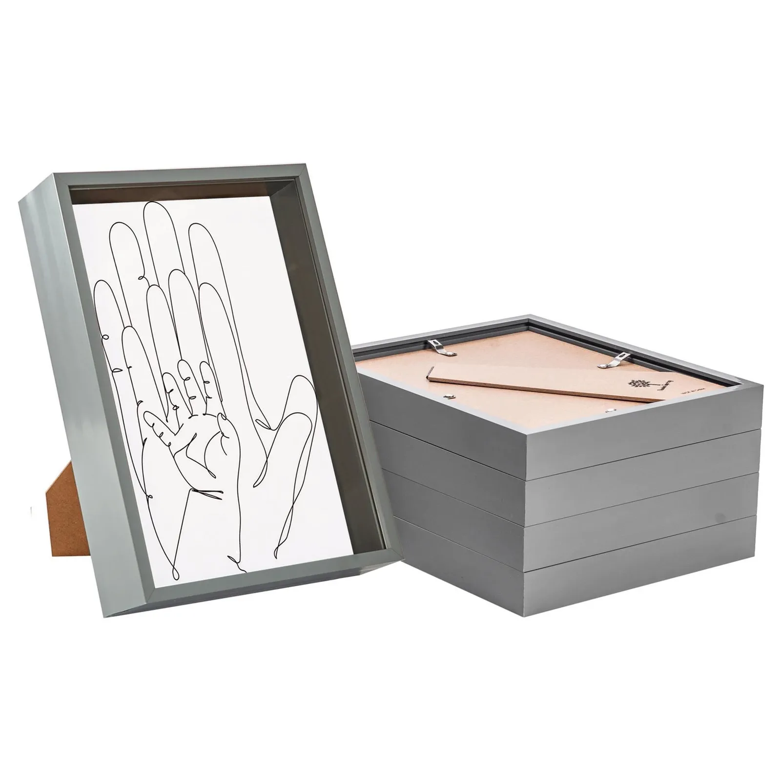 Nicola Spring Deep Box Photo Frame - A4 (8 x 12") - Pack of 5 in Grey