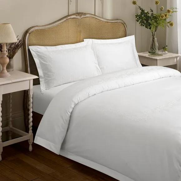 Dorma Luxuriously Soft Embroidered 100% Brushed Cotton Duvet Cover & Pillowcase Set 1