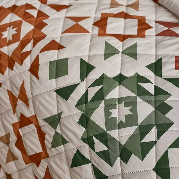 Catherine Lansfield Autumn Patchwork Geometric Bedspread 2