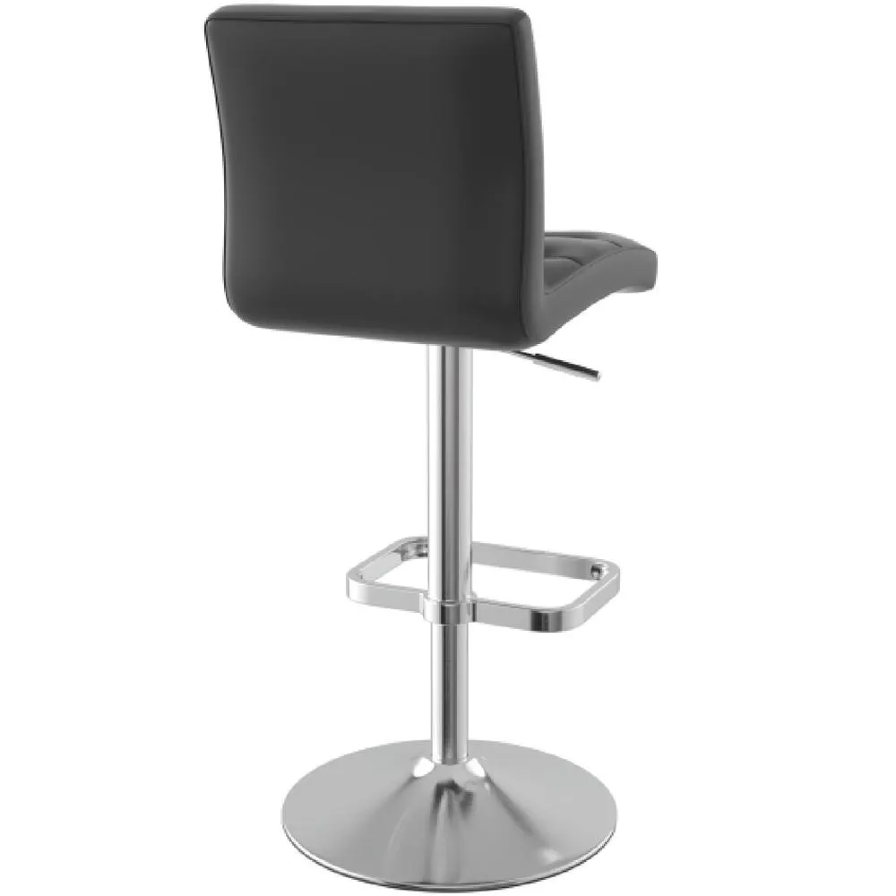 netfurniture Swank Brushed Steel Kitchen Swivel Bar Stool Black Faux Leather 5