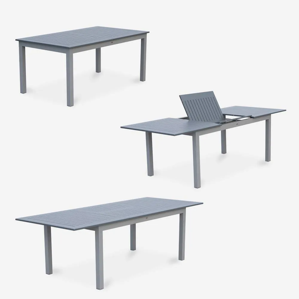 sweeek 8-seater Extendable Aluminium Garden Table Set With Chairs in Grey 6