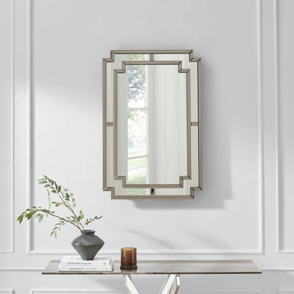 FurnitureboxUK Opaline Grey Deco Style Rectangle Wall Mirror 2