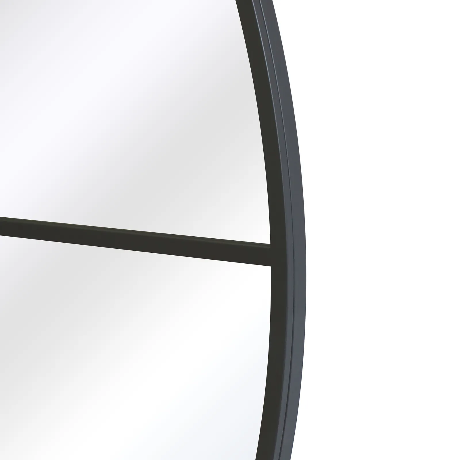 MirrorOutlet Black Large Circular Window Metal Garden Wall Mirror (180x180cm) 5