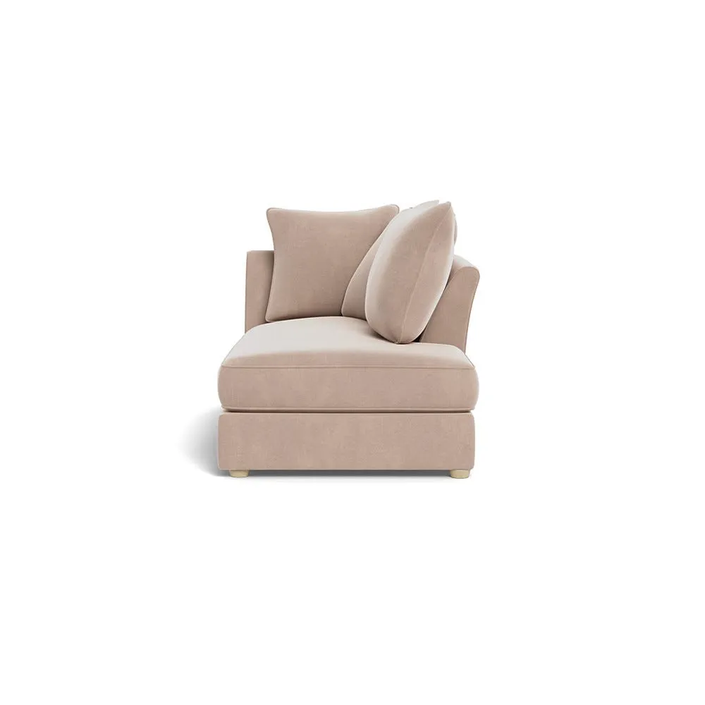 Heal's Tailor Right Hand Facing Chaise Unit Smart Velvet Pebble Natural Feet 1