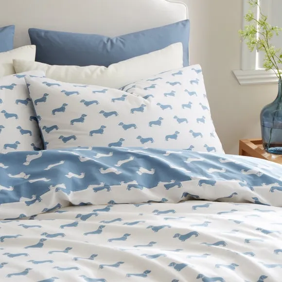 Emily Bond Brushed Peggy Daschund 100% Cotton Duvet Cover & Pillowcase Set 5