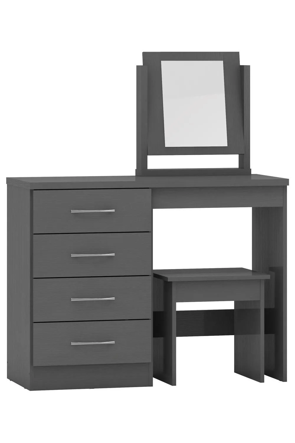 Seconique Nevada 4 Drawer Dressing Table Set in Dark Grey 1