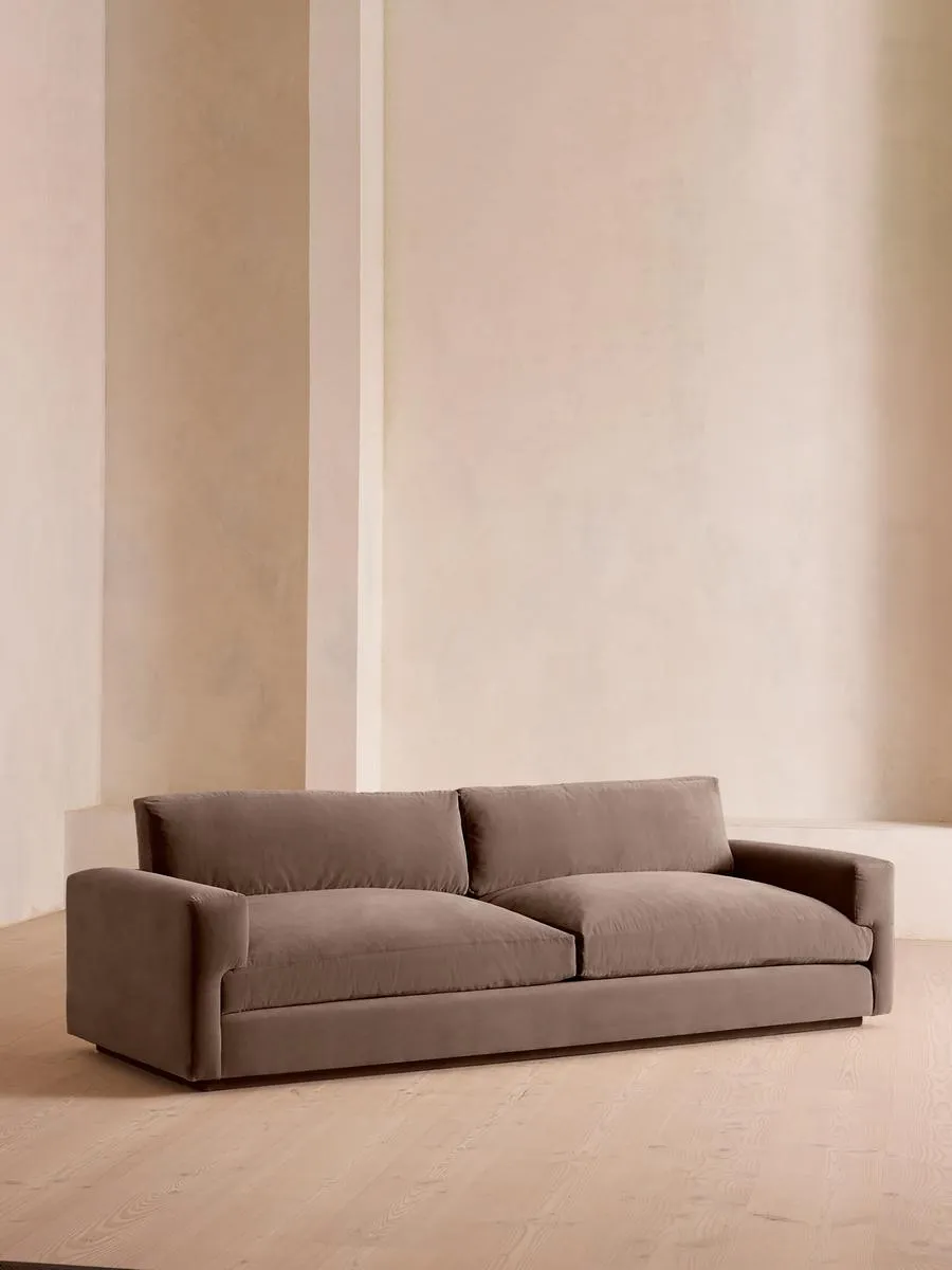 Mossley Four Seater Sofa, Velvet, Taupe