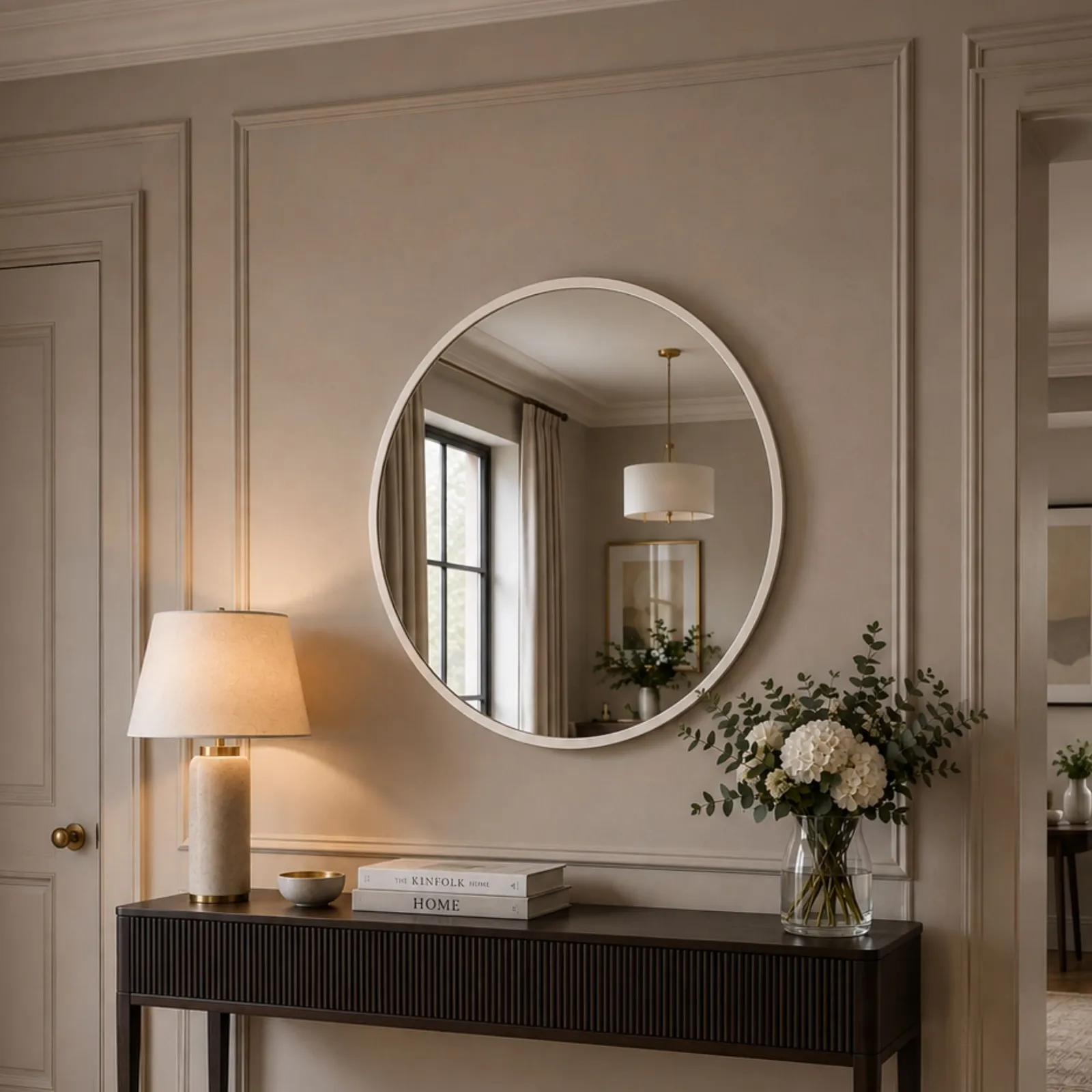 Yearn Mirrors Round Wall Mirror White 102cm 2